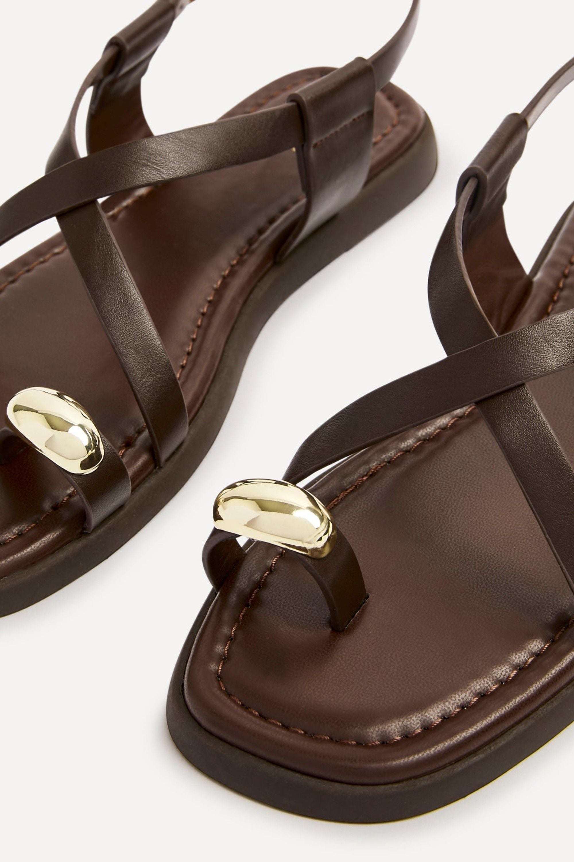 Linzi Salma Brown & Gold Flat Sandals image 4