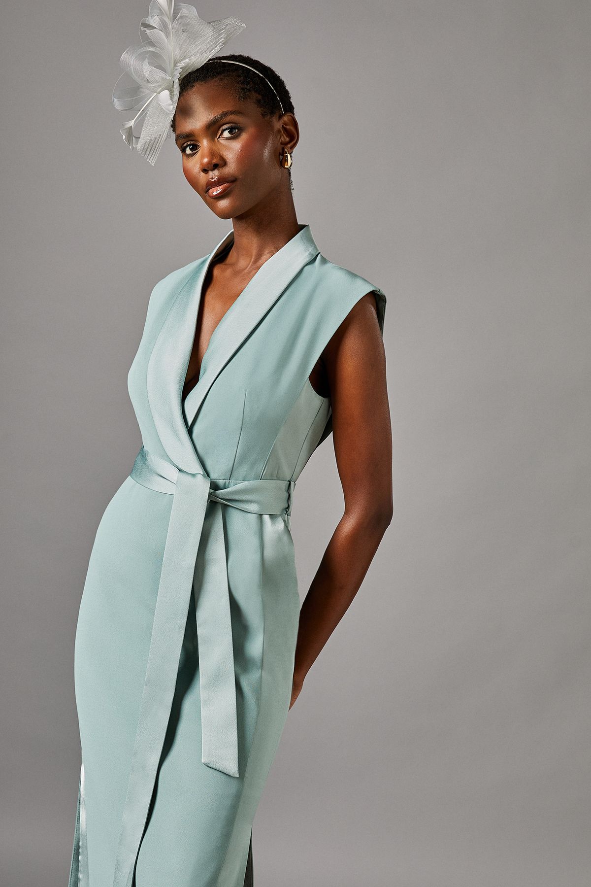 Coast Tux Satin Dress Sage image 2
