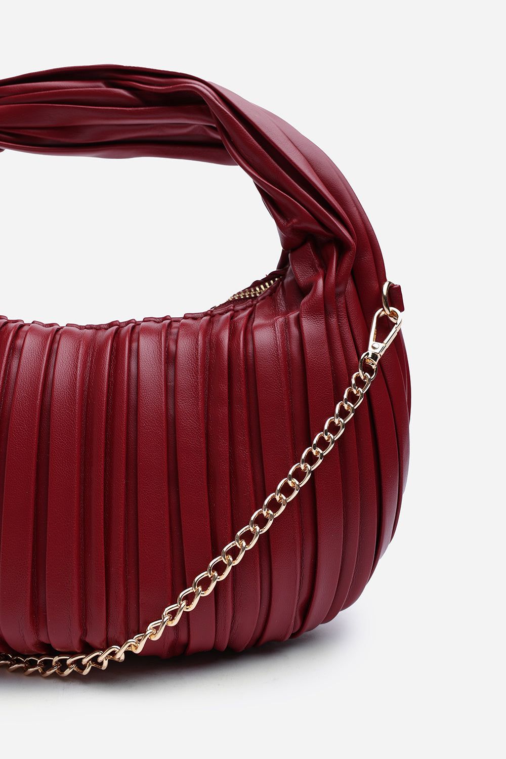 Where's That From 'Glow' Pleated Knot Handle Shoulder Bag With Gold Chain image 6