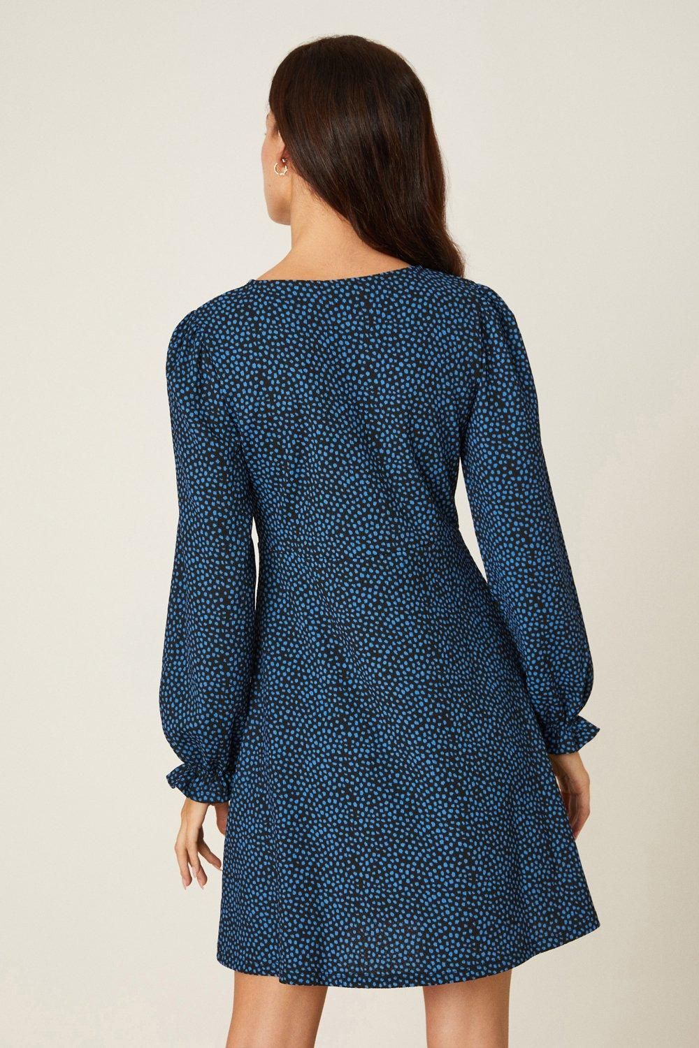 Dorothy Perkins Petite Blue Spot Printed Mini Dress Blue image 3