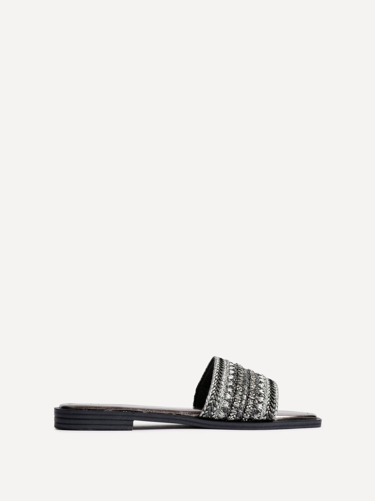 Linzi Fernanda Black Embellished Slip On Sandals image 1