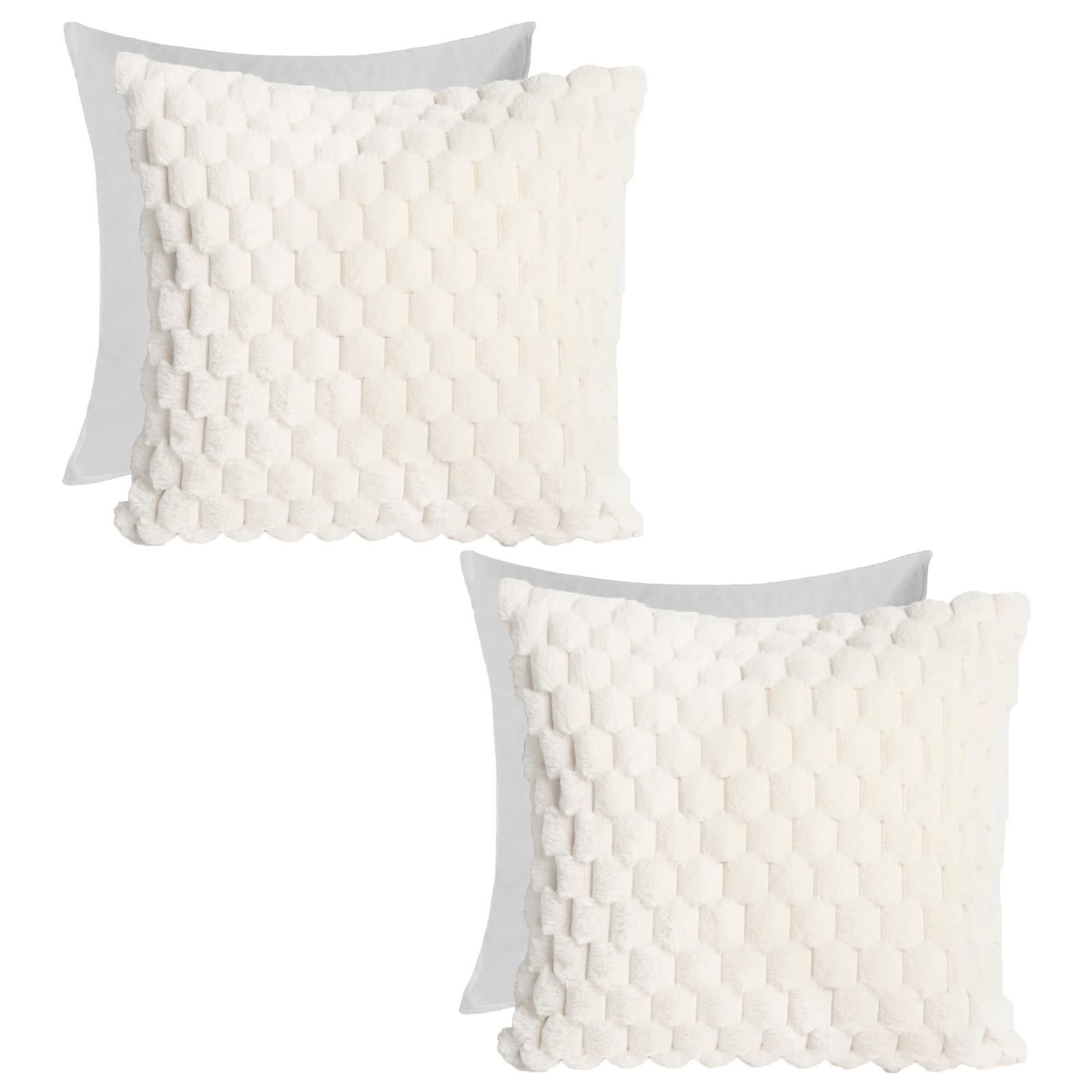 OHS 2 Pack Waffle Faux Fur Filled Cushion Covers - 45 x 45cm
