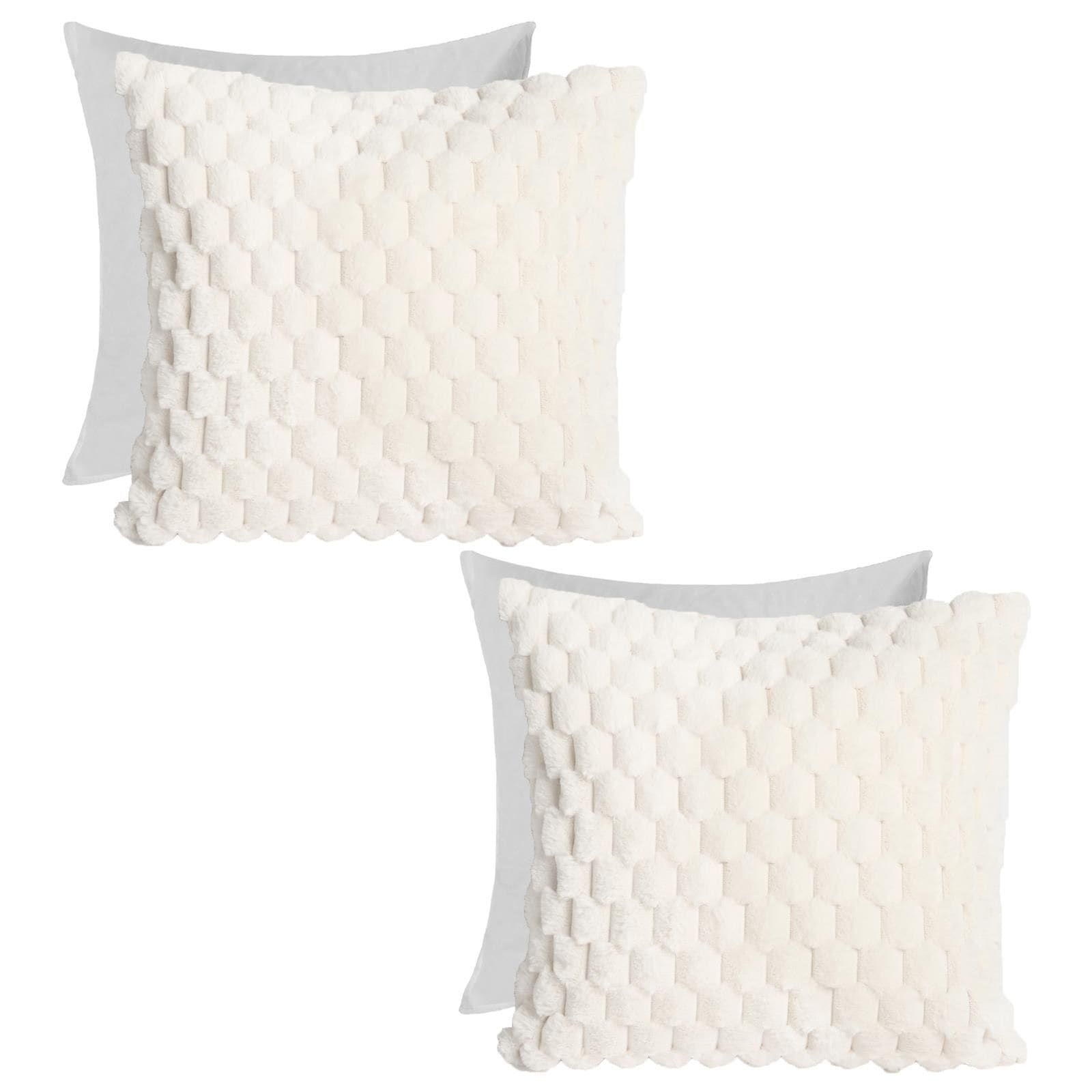 OHS 2 Pack Waffle Faux Fur Filled Cushion Covers - 45 x 45cm image 1