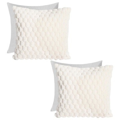 OHS 2 Pack Waffle Faux Fur Filled Cushion Covers - 45 x 45cm