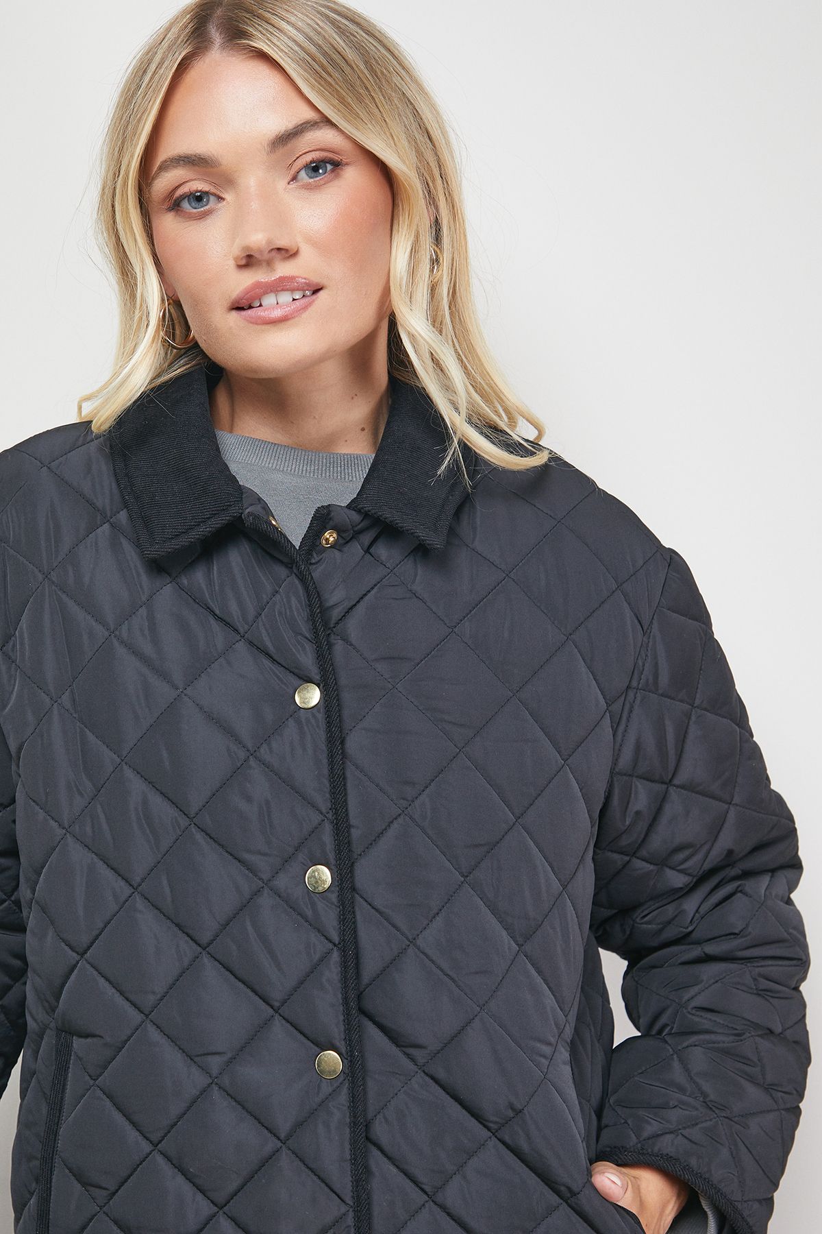 Oasis Padded Cord Collar Jacket Black image 3