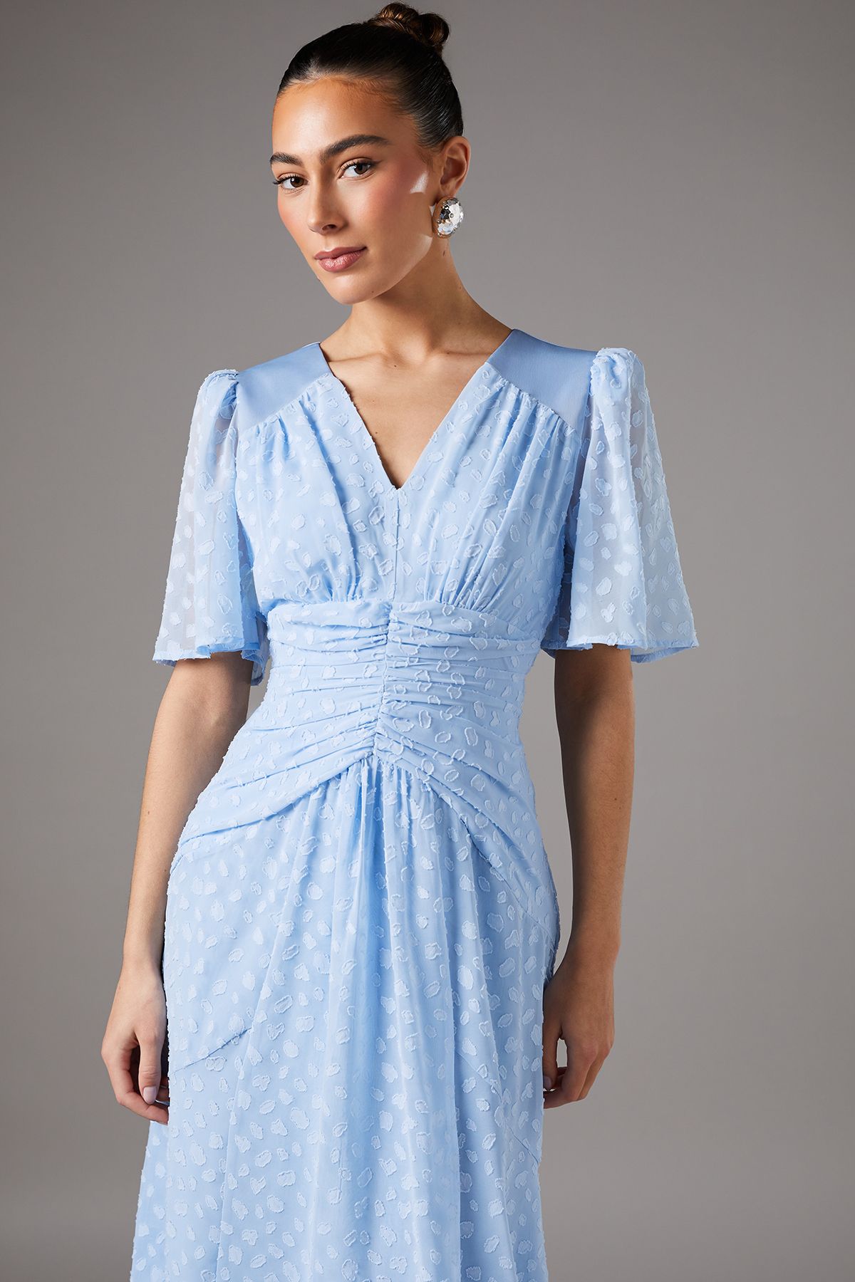 Coast Spot Jacquard Midi Dress Pale Blue image 2