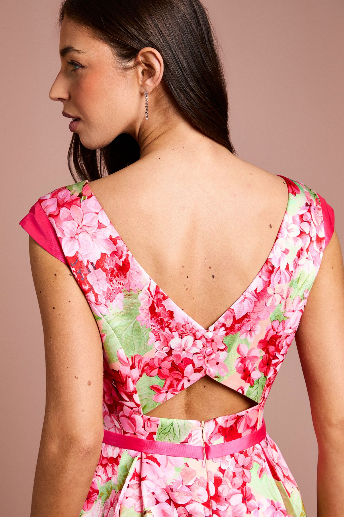 Coast Twill Hi-Lo Floral Printed Midi Dress Blush image 4