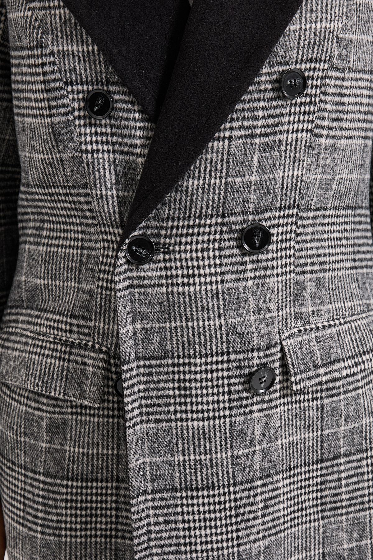 Dorothy Perkins Check Contrast Midi Coat Black image 5