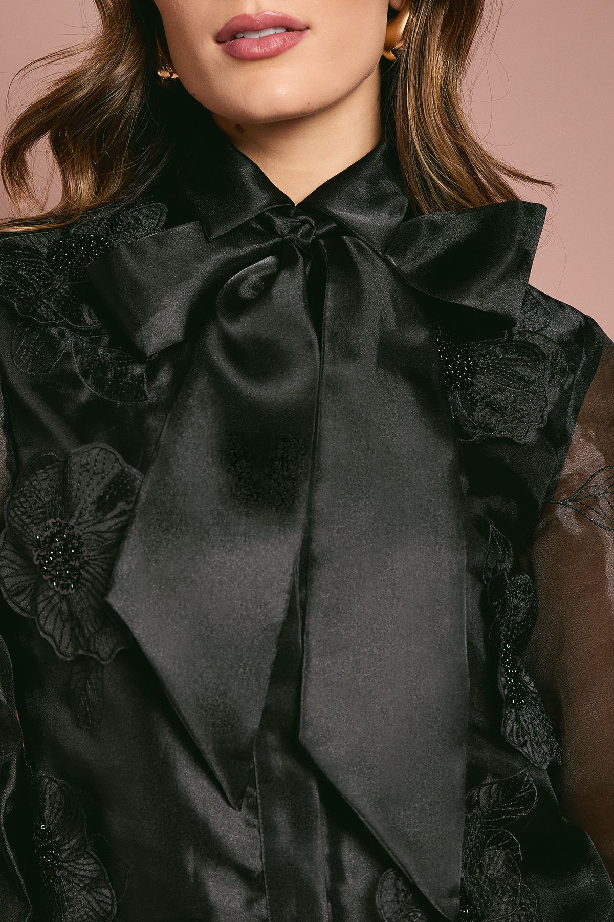 Coast 3D Flower Organza Blouse Black image 5