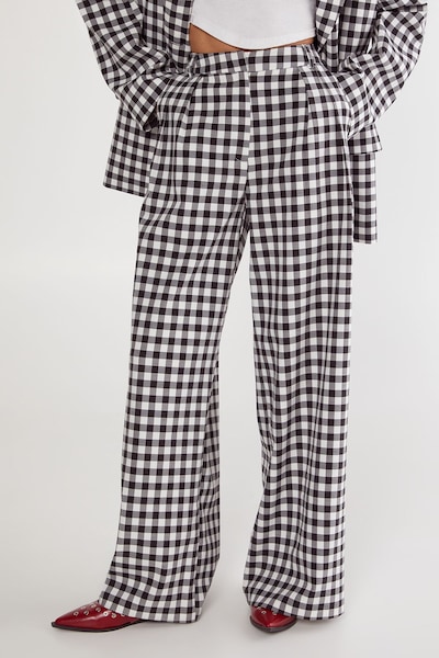 NastyGal Gingham Tailored Wide Leg Pant Mono