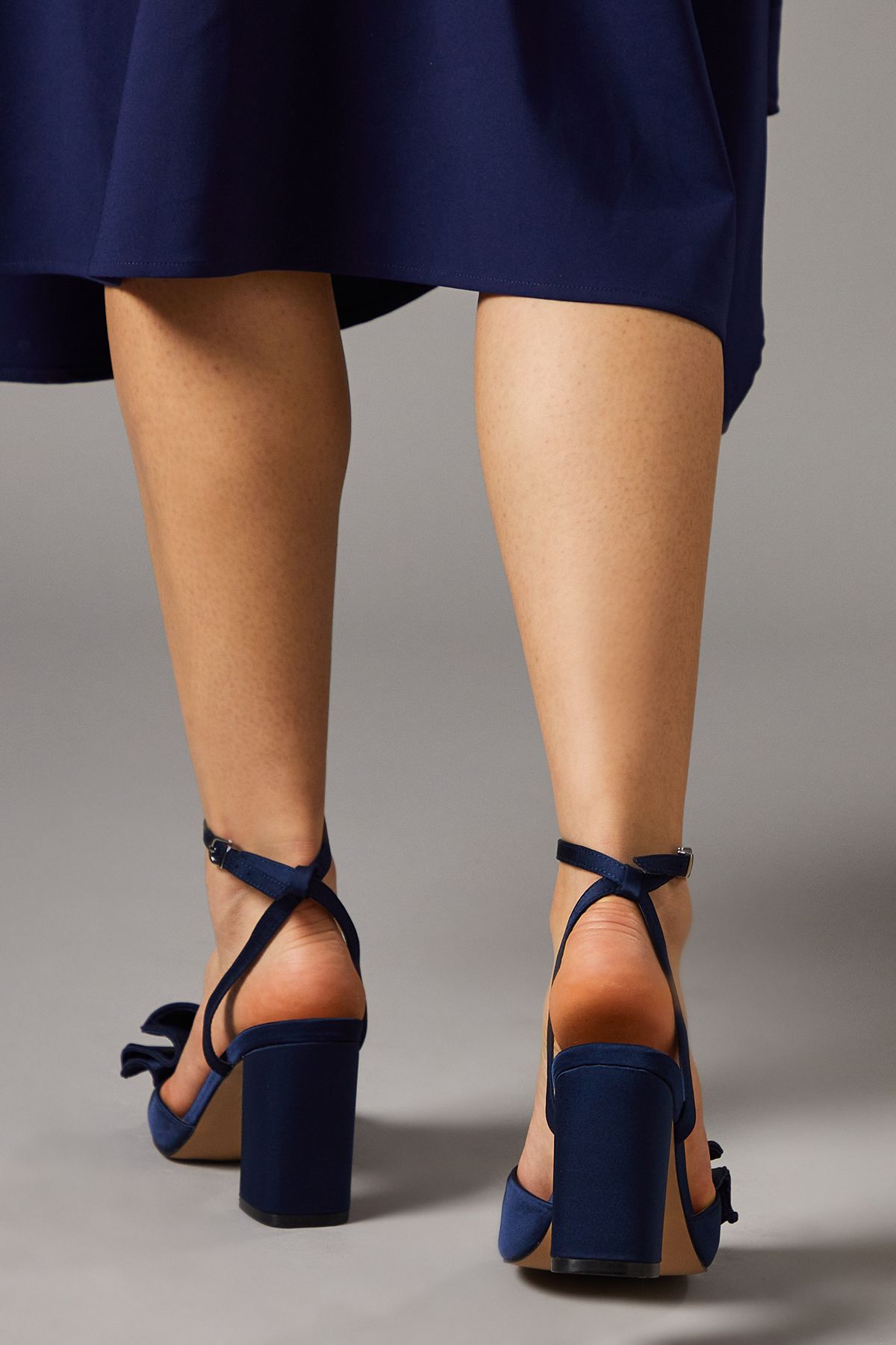 Coast Tina Satin Soft Ruffle High Block Heel Sandals Navy image 4