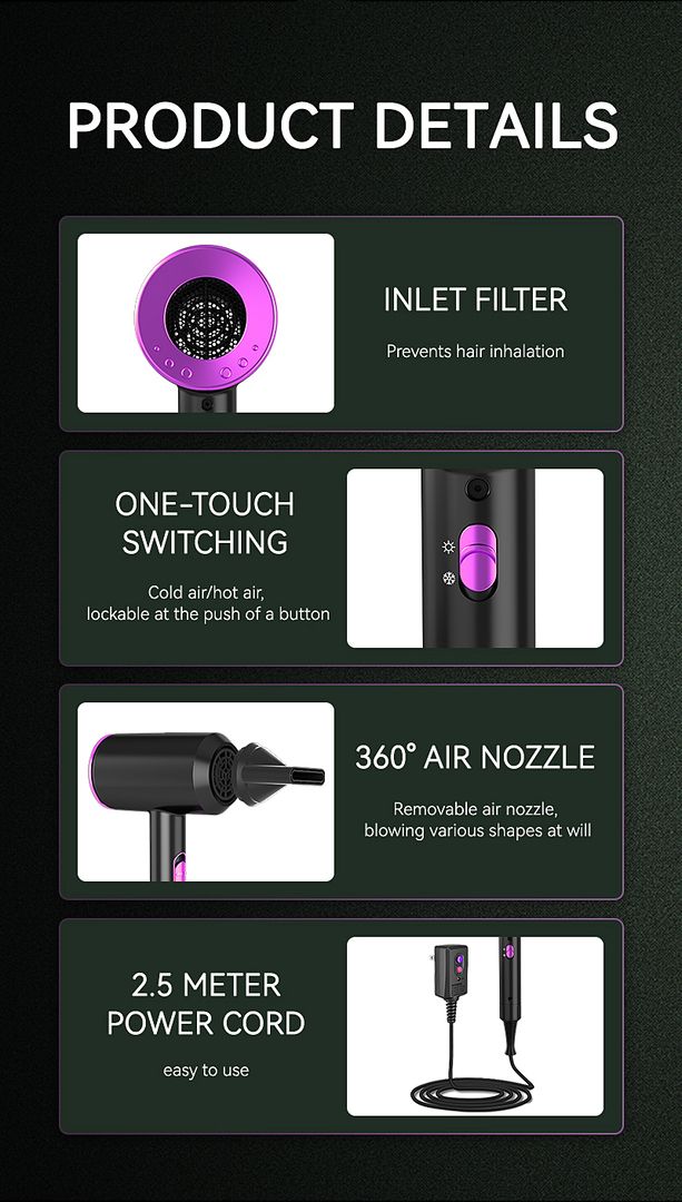 Erth Skin London Professional Pro Hair Dryer Uk/ EU Plug image 5