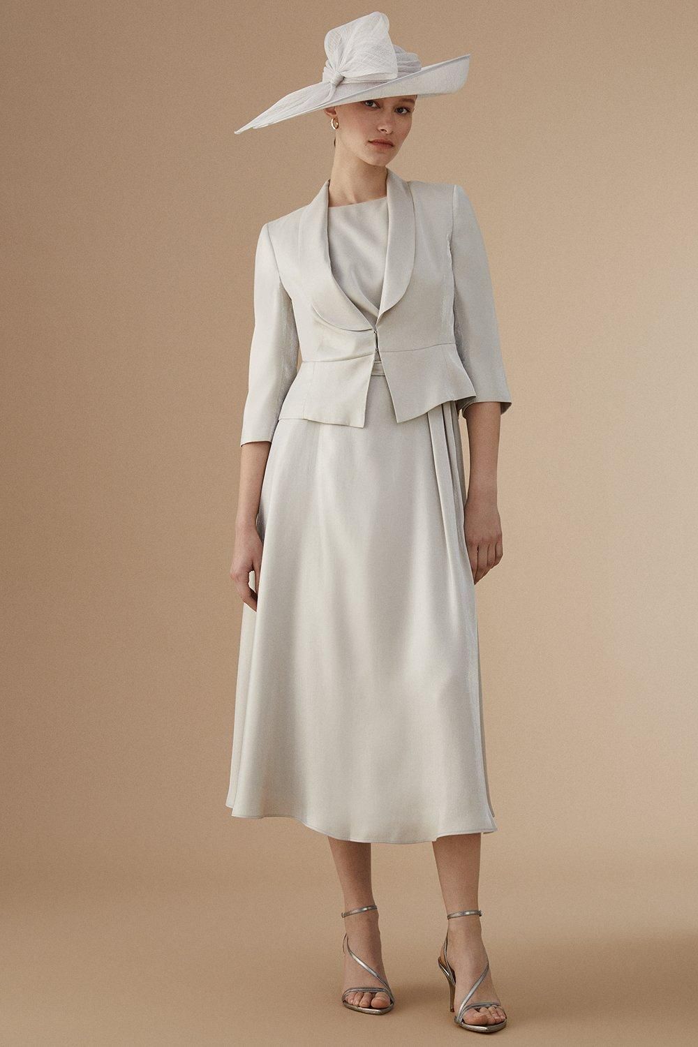 Coast Lisa Tan Shimmer Peplum Hem Jacket Silver image 2