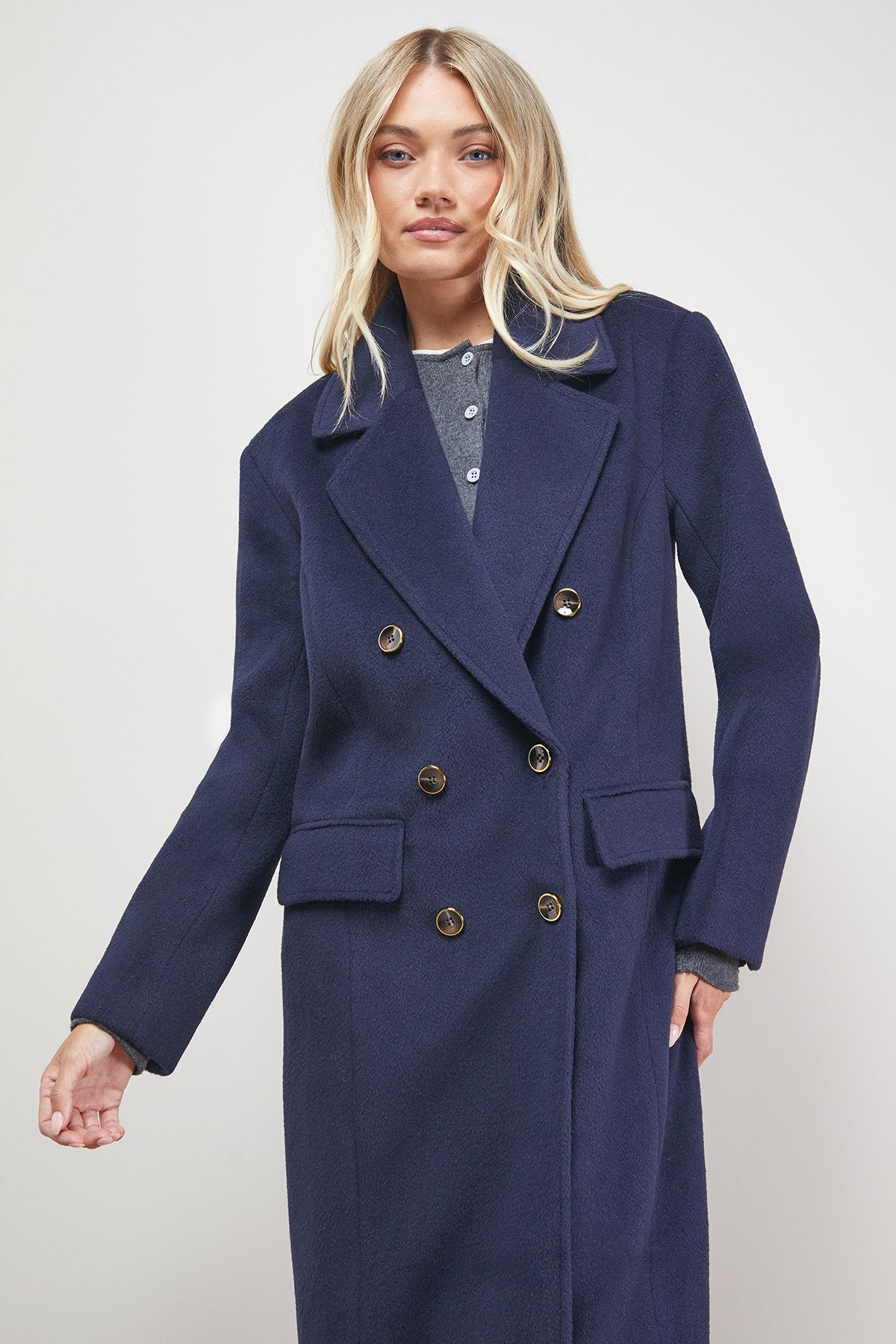 Oasis Maxi Tailored Coat Navy image 2
