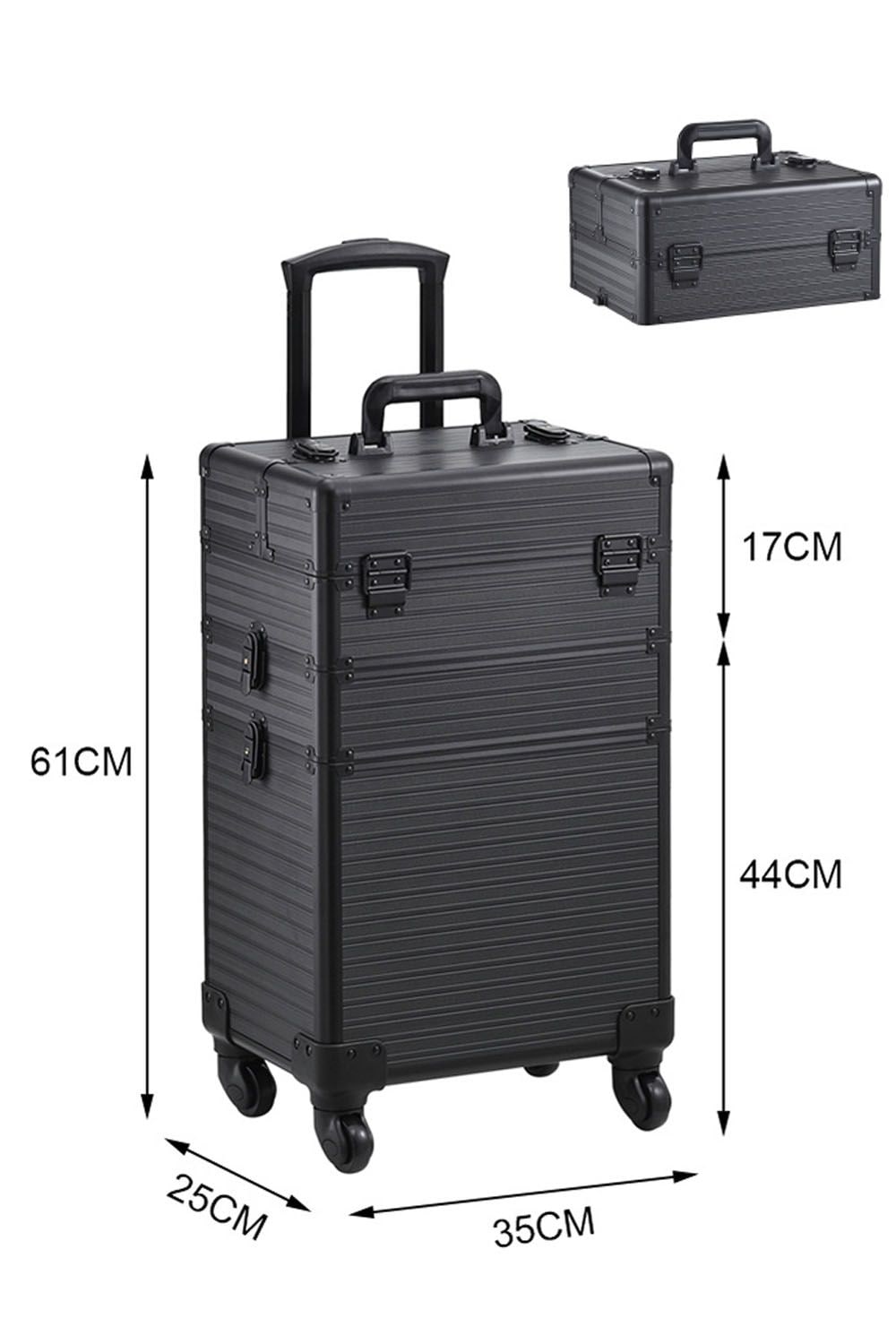 Living and Home 3 in 1 Professional Removable Cosmetic Makeup Train Case Black image 6