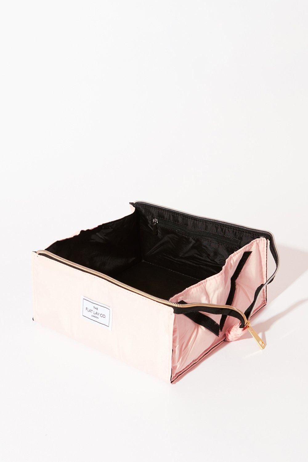 The Flat Lay Co Blush Pink Open Flat Makeup Box Bag Light Pink image 3