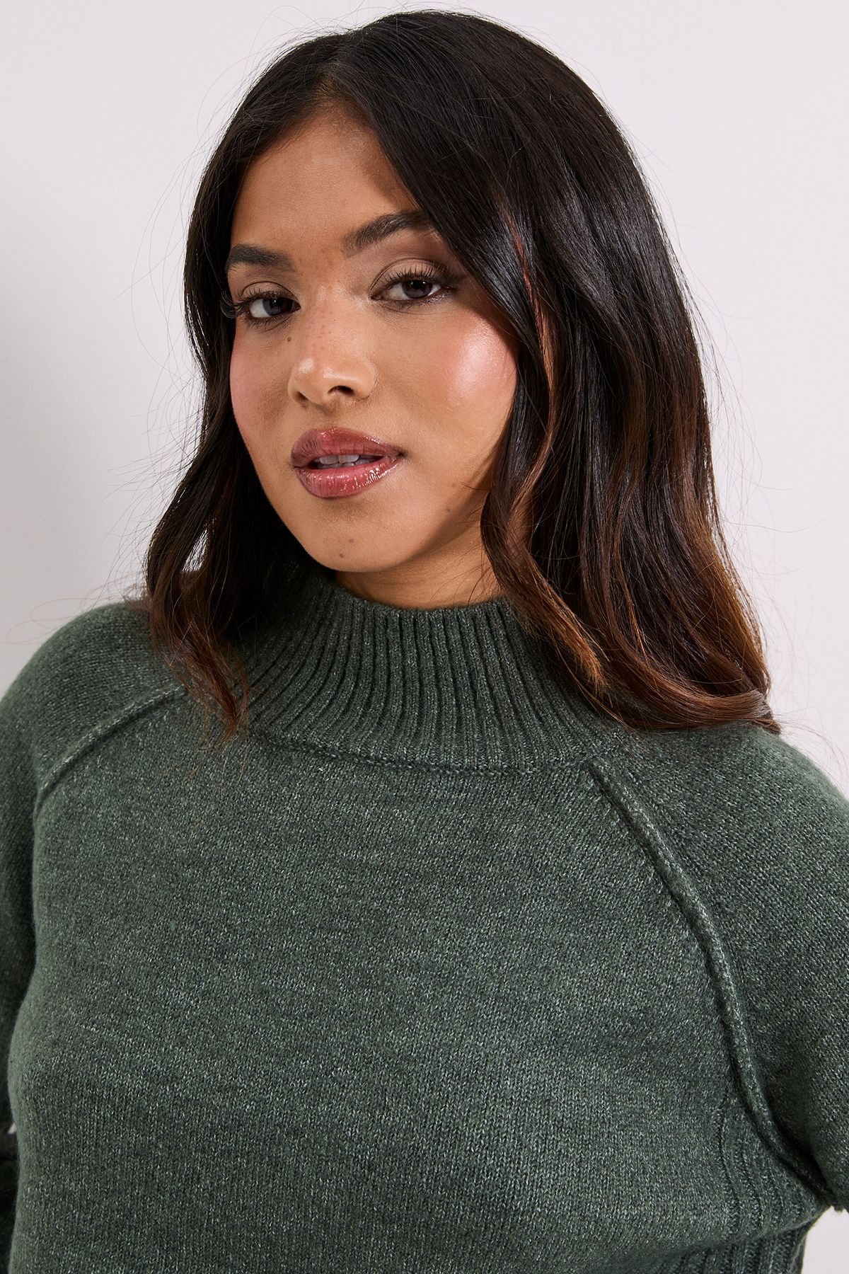 Dorothy Perkins Rib Funnel Neck Jumper Sage image 4