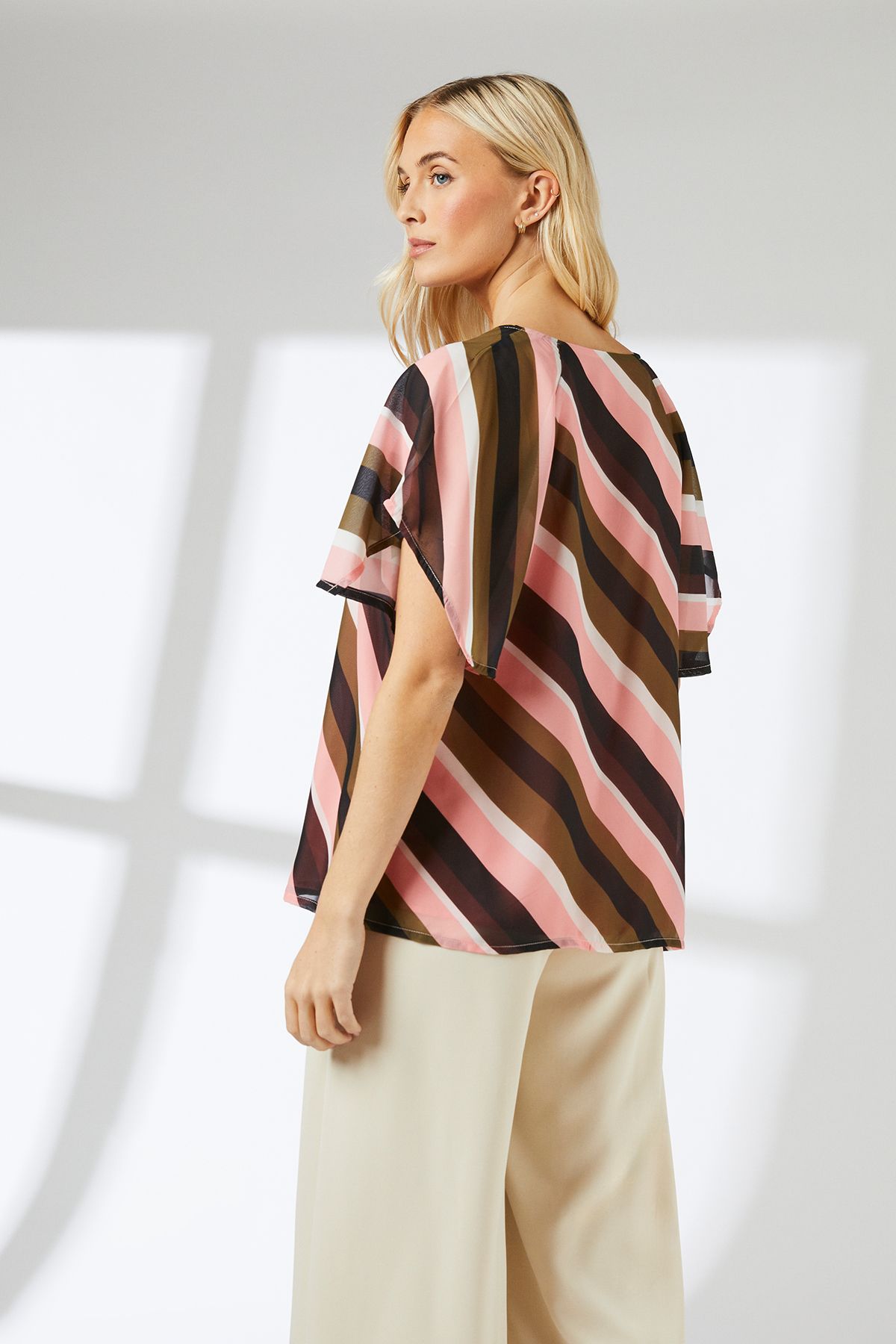 Principles Stripe Print Hanky Hem Sleeve Blouse Multi image 3
