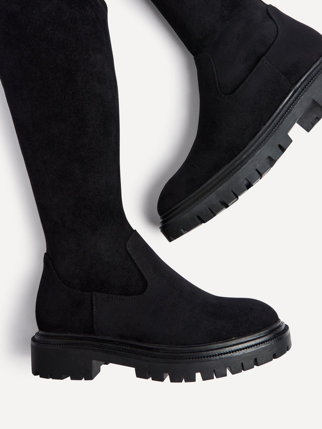 Linzi Sonny Black Stretch Faux Suede Over The Knee Long Boot image 5