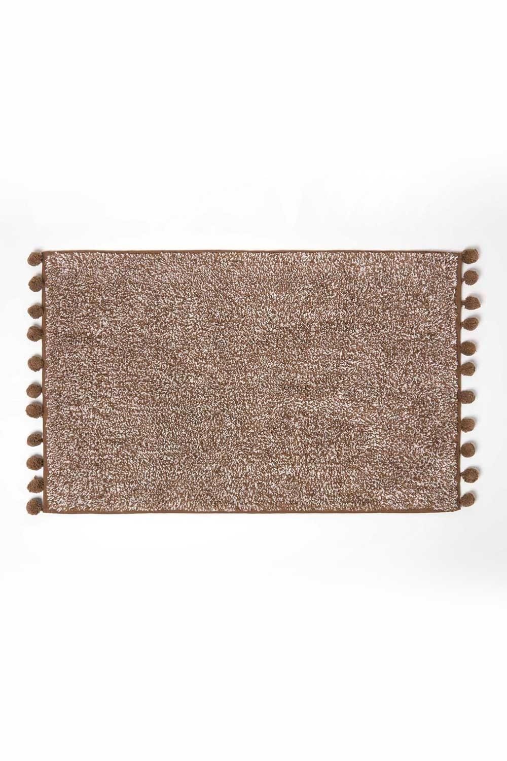 Homescapes Tufted Bath Mat 100% Cotton with Pom Pom Edges image 1