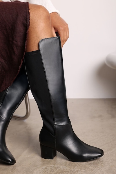 Where's That From 'Yvonne' Faux Suede Knee High Boots with Mid Block Heel