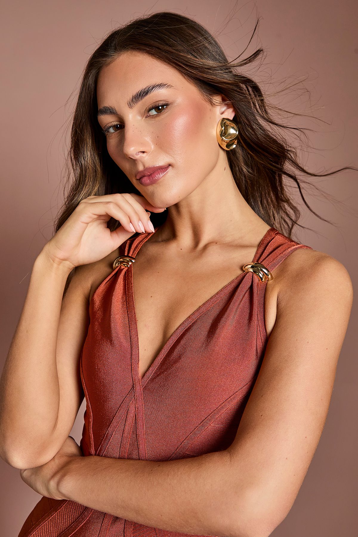 Coast Sleeveless Bandage Fitted Pencil Dress Rust image 4