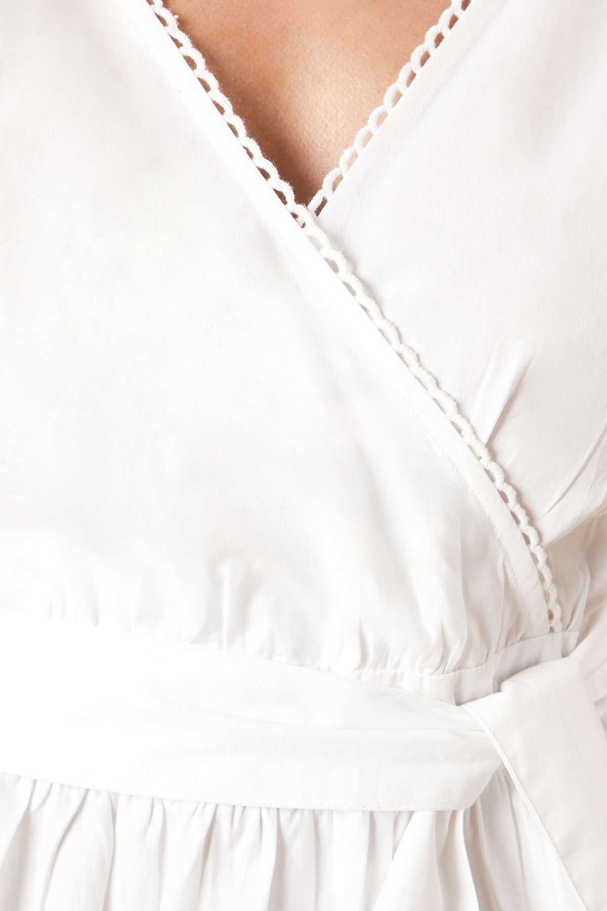 Dorothy Perkins Scallop Trim Wrap Poplin Blouse White image 5