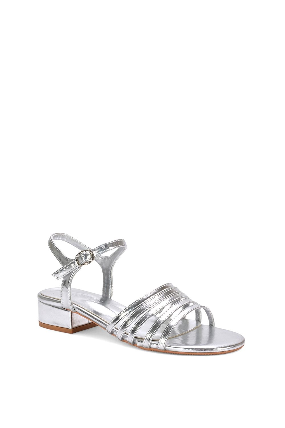 XY London 'Katie' Low Heel Open Toe Sandals With Ankle Strap image 2