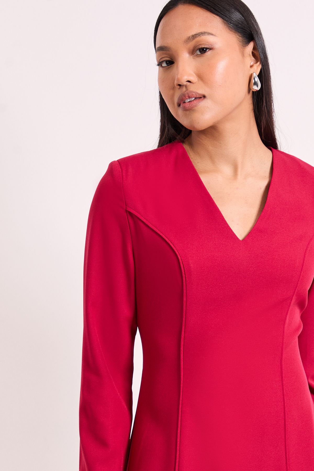 Principles Dark Berry Long Sleeve Binded Midi Dress Berry image 2