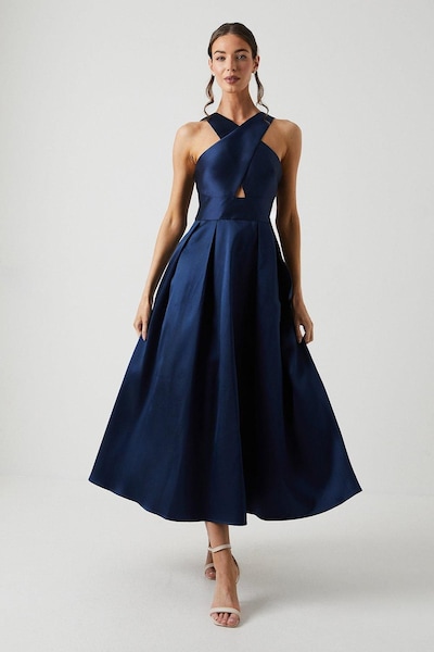 Coast Cross Neck Twill Bridesmaid Dress Navy