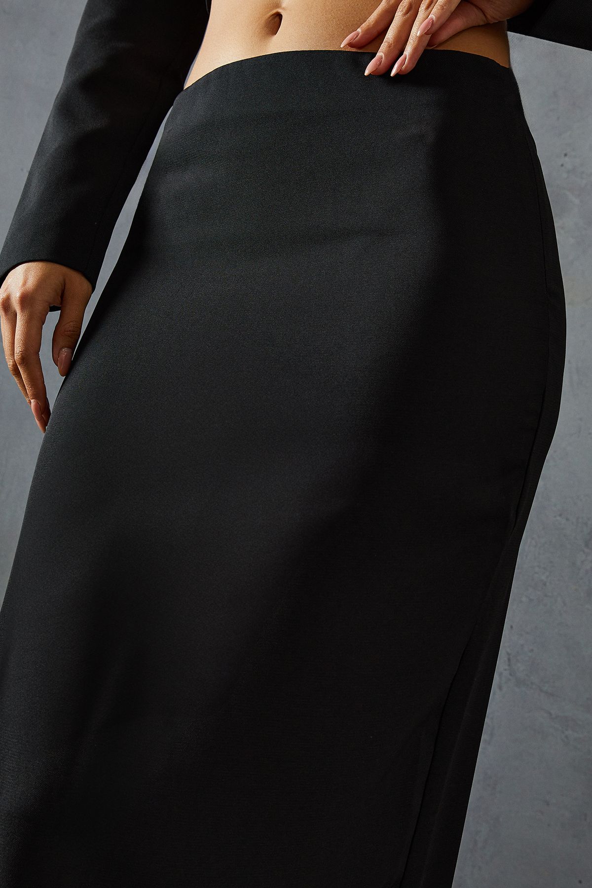 MissPap Tailored High Waist Maxi Skirt Black image 2
