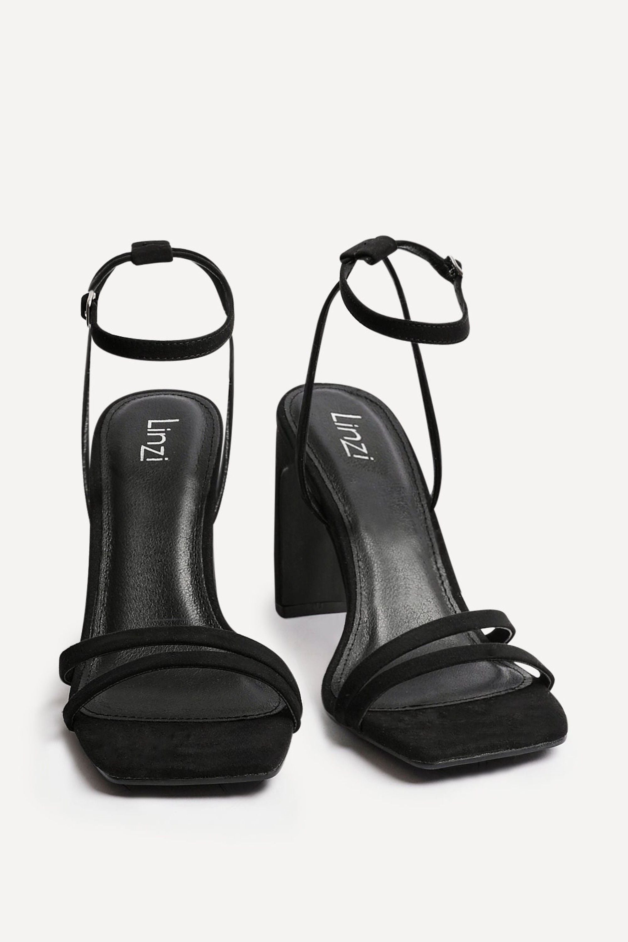 Linzi Gesture Black Faux Suede Strappy High Heel image 3