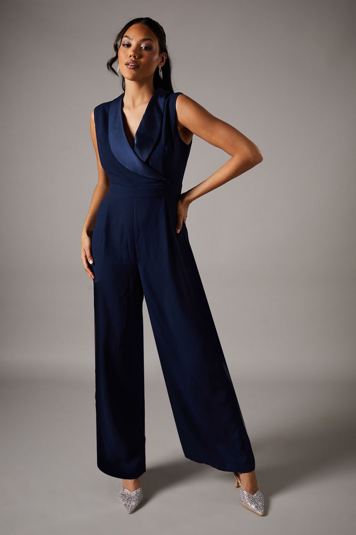Coast Crepe Wrap Jumpsuit Navy image 1