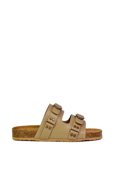 XY London 'Evan' Strappy Slip On Buckle Flat Sandal Sliders
