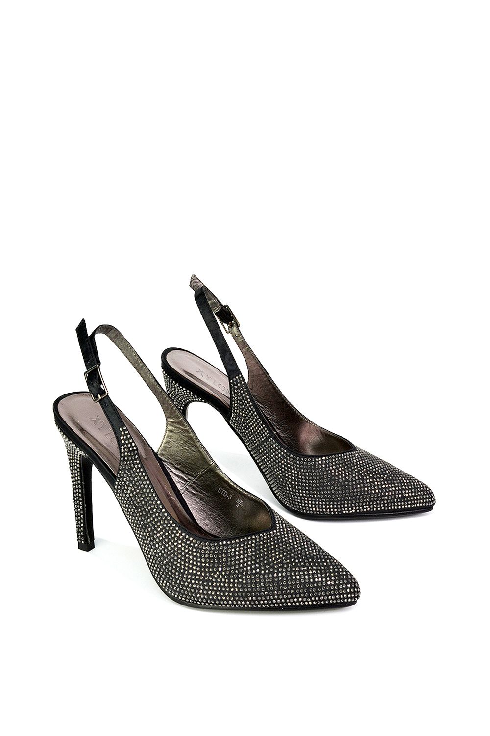 XY London 'Divine' Diamante Pointed Toe Slingback Bridal High Heel Stilettos image 5