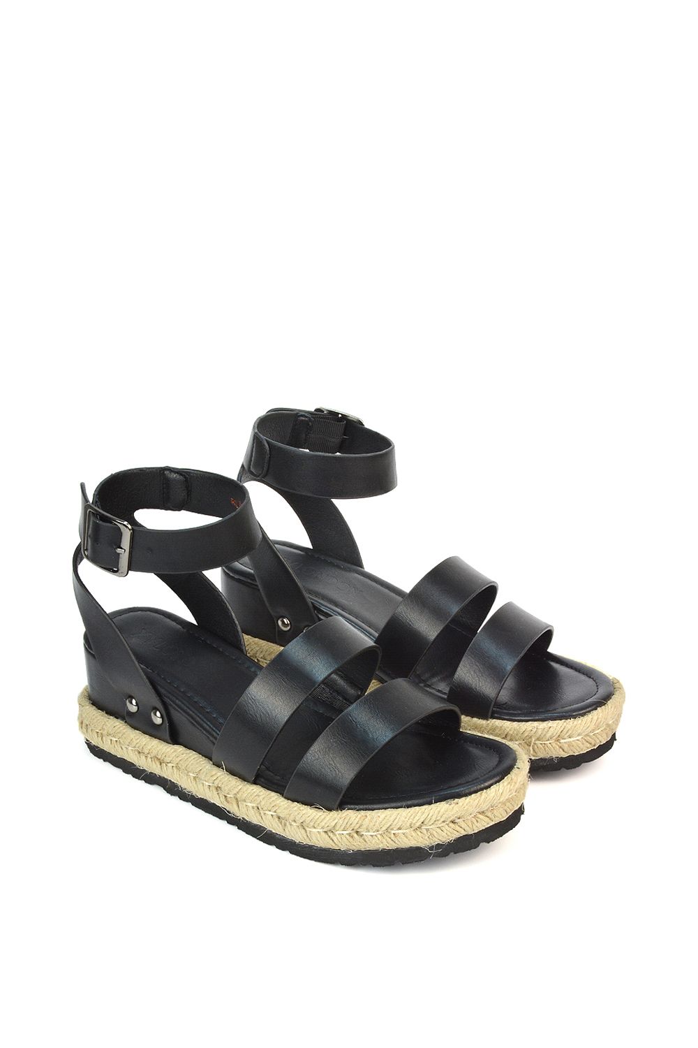 XY London 'Brook' Espadrille Platform Wedge Low Heel Sandal Shoes With Ankle Strap image 3