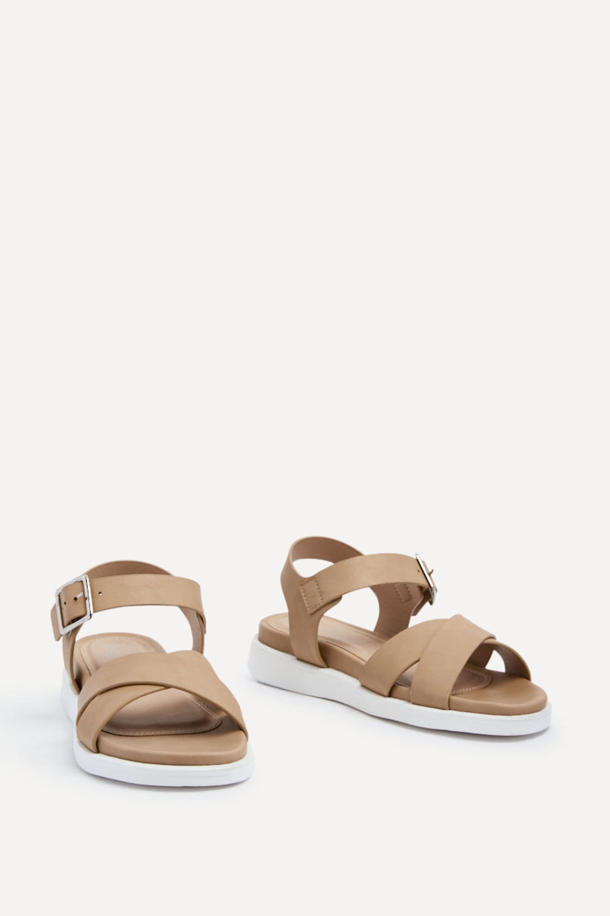 Linzi Alanis Mocha Faux Leather Footbed Sandals image 3