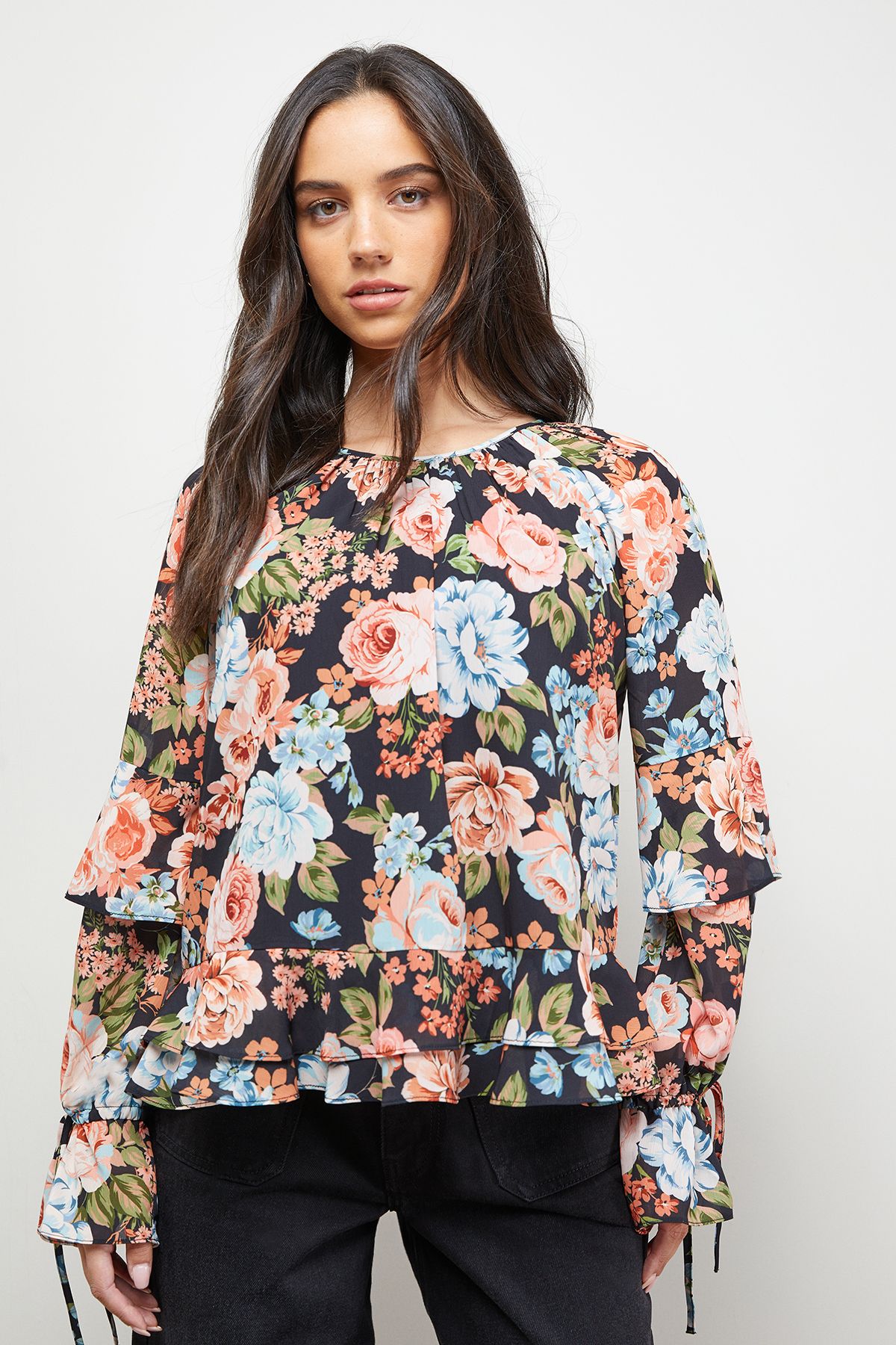 Oasis Boho Ruffle Top Multi image 1