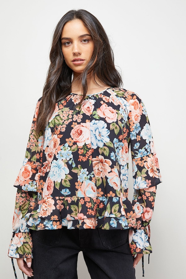 Oasis Boho Ruffle Top Multi