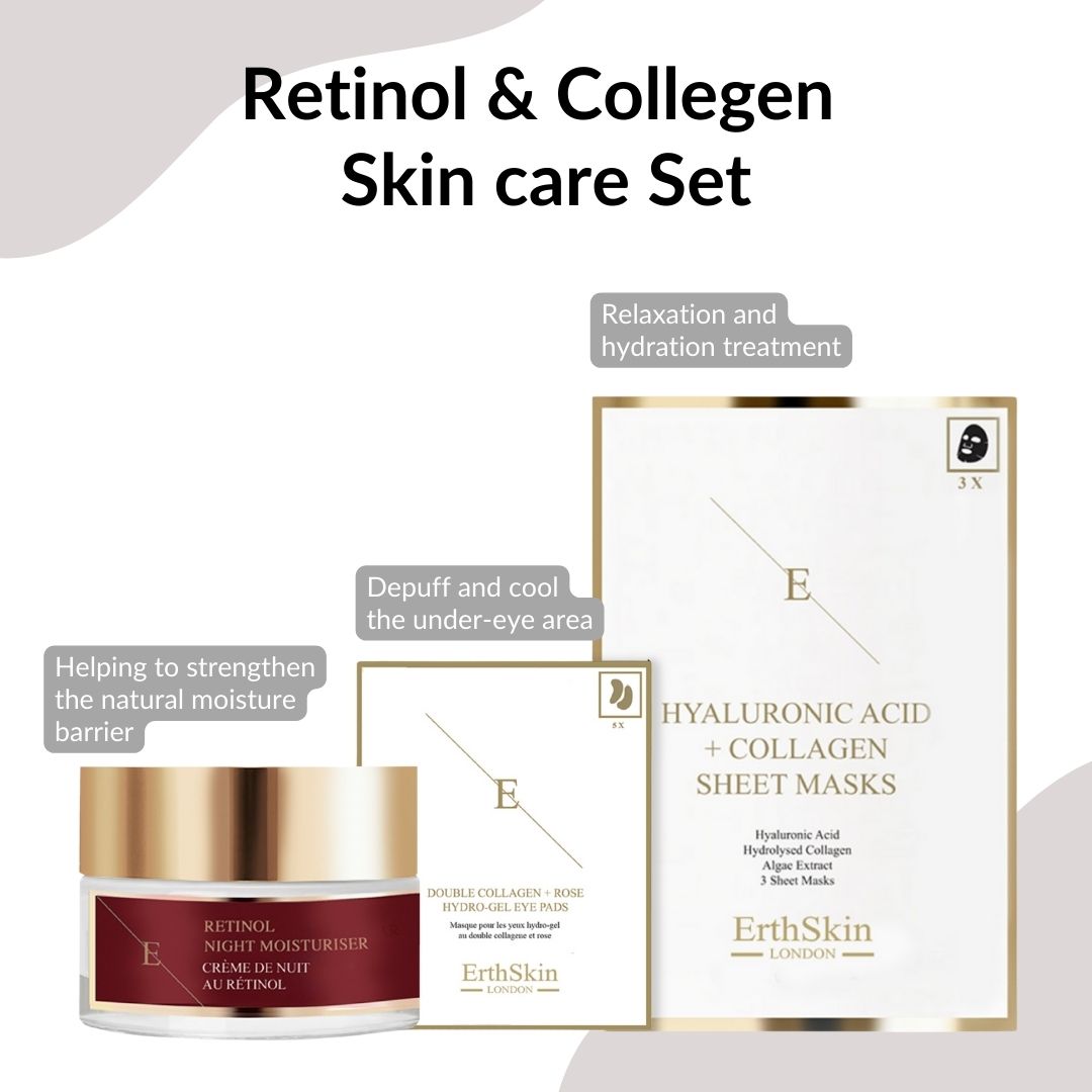Erth Skin London Anti-Aging Night Trio: Retinol, Collagen Sheet Mask & Rose Pads image 3