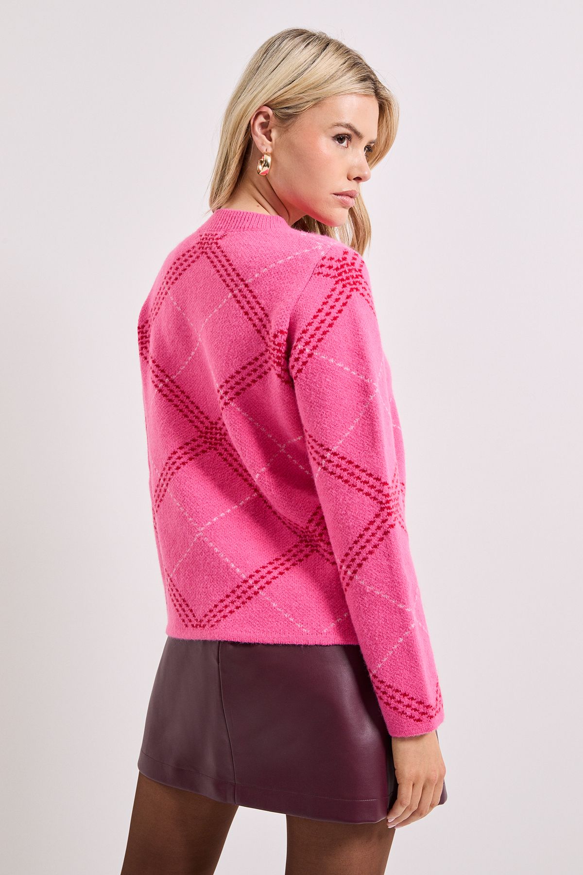 Dorothy Perkins Pink Argyle Knitted Jumper Pink image 3