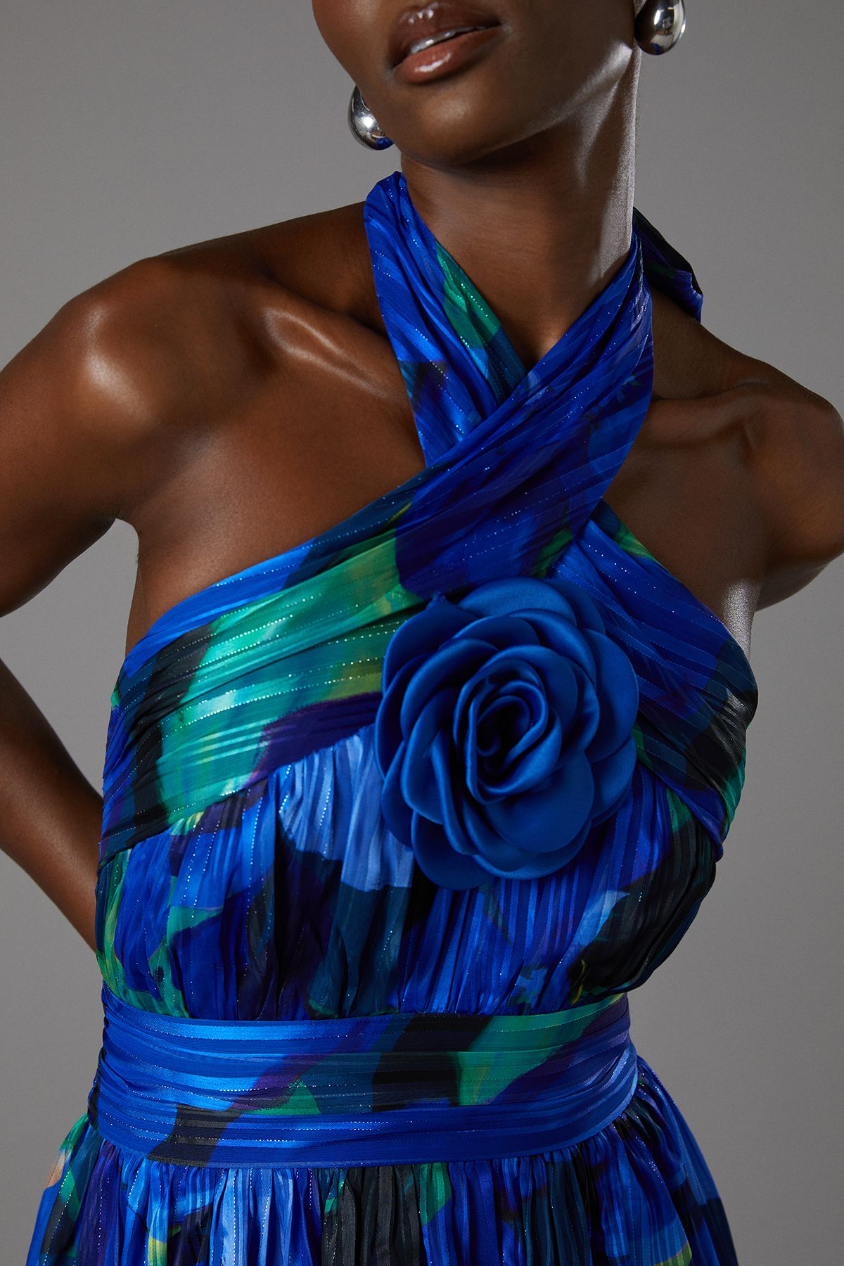 Coast Tiered Halter Tie Neck Maxi Dress Blue image 5