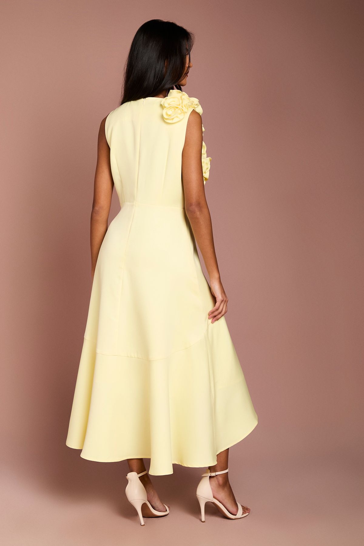 Coast Petite 3D Corsage High Low Dress Lemon image 3