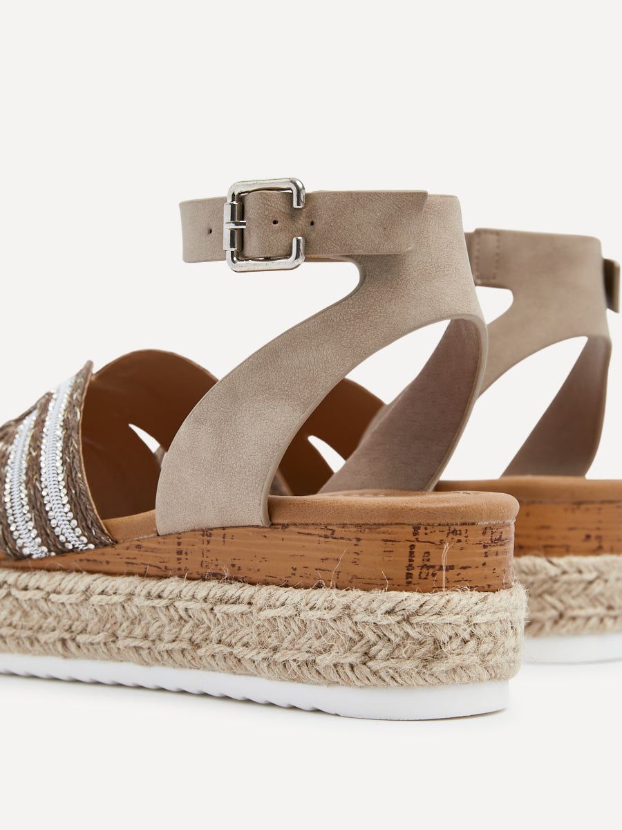 Linzi River Taupe Nubuck Espadrille Inspired Platform Wedge image 5