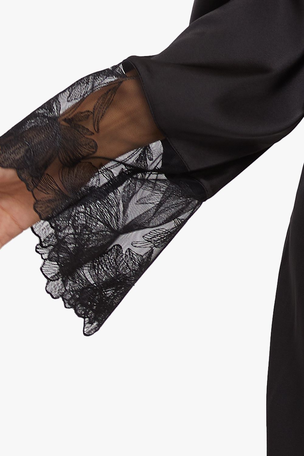 Playful Promises Eleanor Black Satin And Embroidery Robe image 2