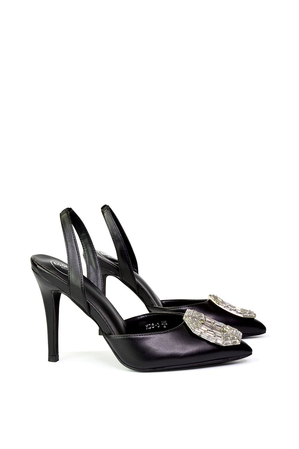 XY London 'Issy' Sling Back Strappy Pointed Toe Stiletto High Heel Court Shoes image 2