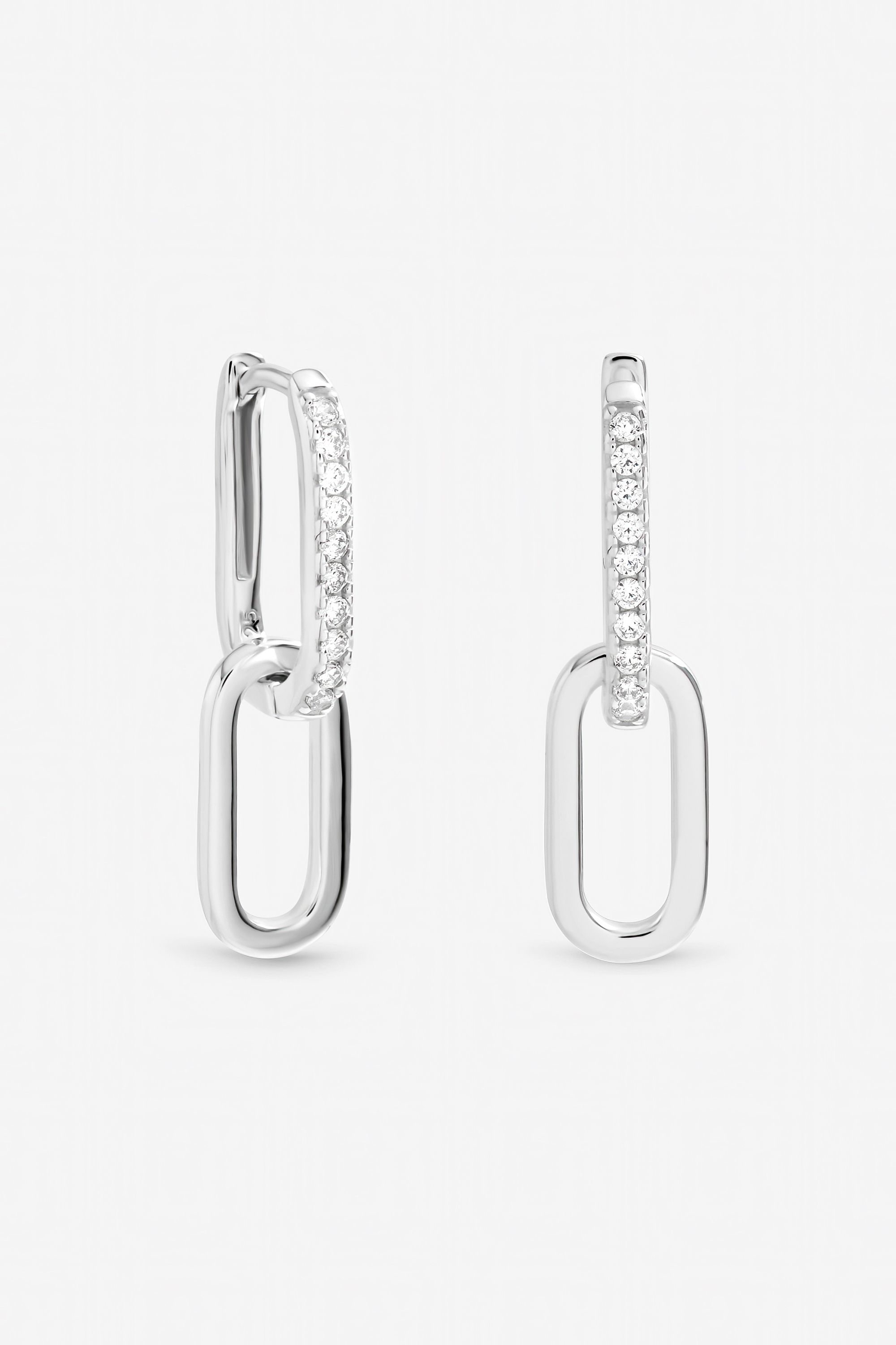 Inicio Sterling Silver Plated Polished Double Link Drop Earrings