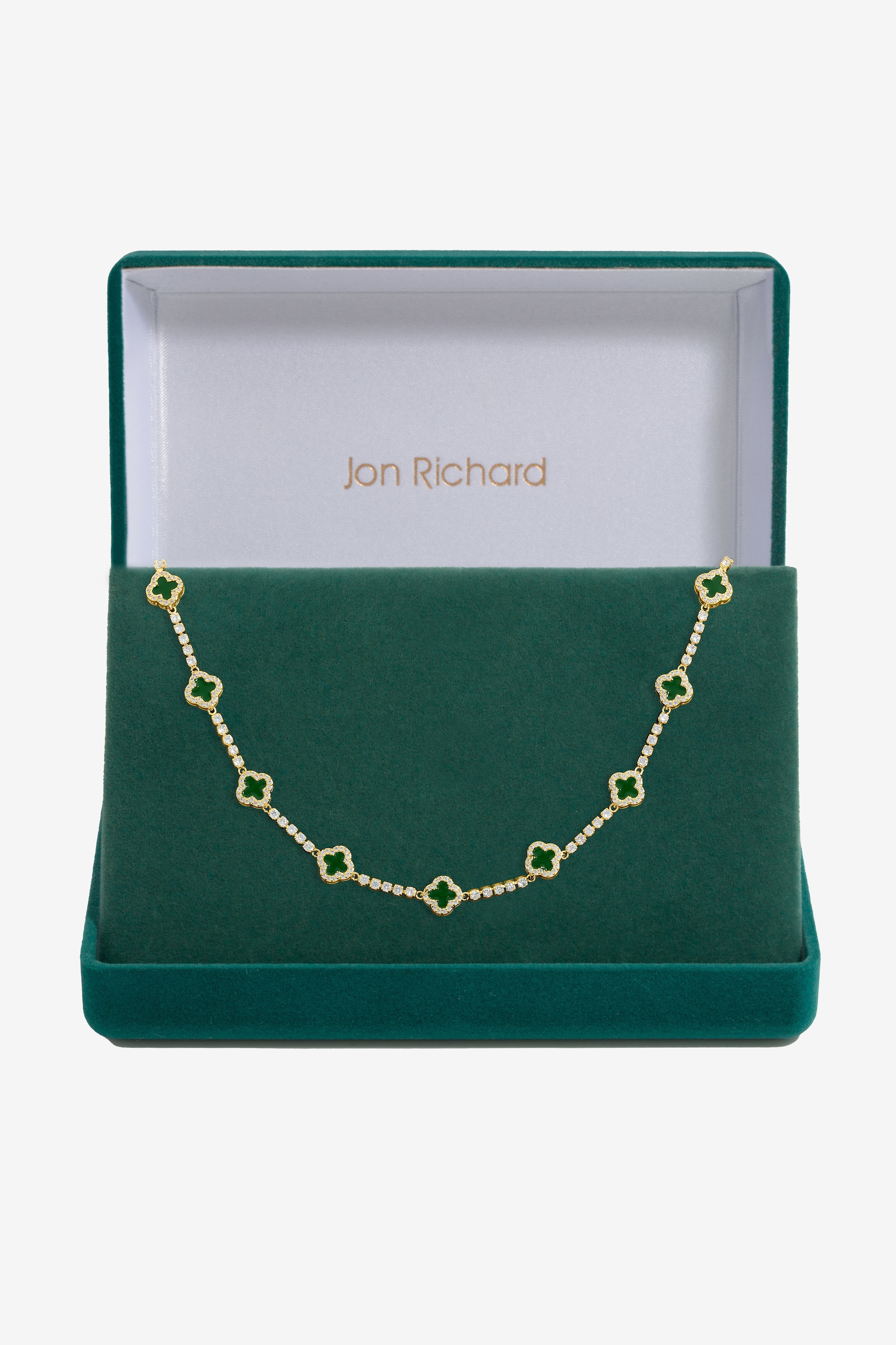 Jon Richard Gold Plated and Emerald Clover Necklace - Gift Box image 1