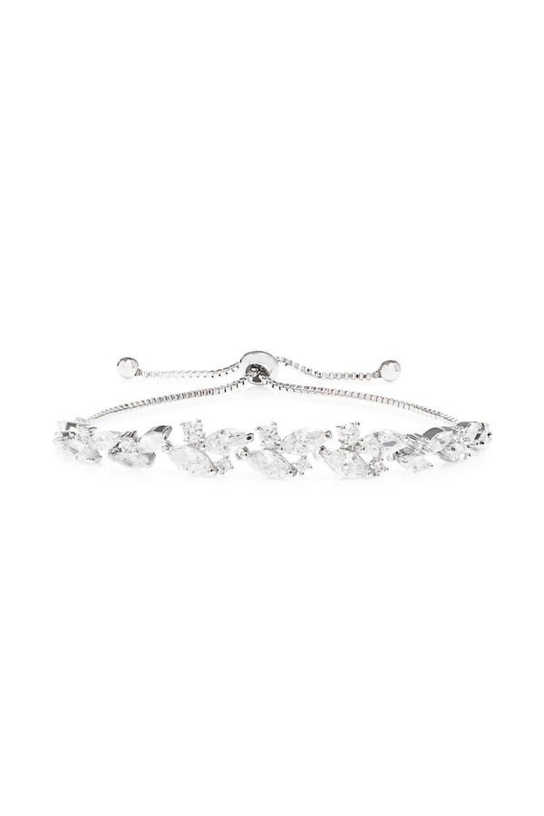 Jon Richard Silver Cubic Zirconia Navette Toggle Bracelet