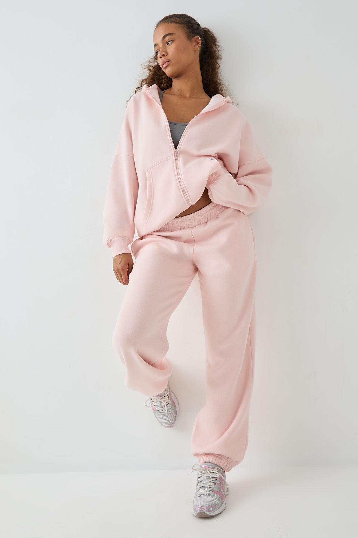 DSGN Studio DSGN Studio Oversized Zip Through Hoodie Light Pink image 5